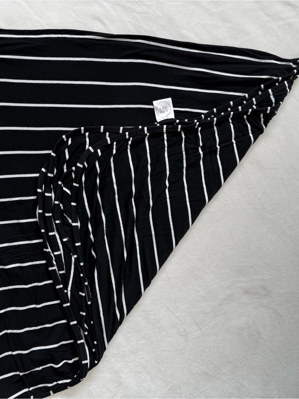 Lou Lou  Black and White Striped Swaddle Blanket